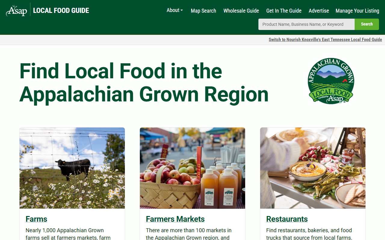 localfoodguide.org — Regional Food / Nonprofit Directory
